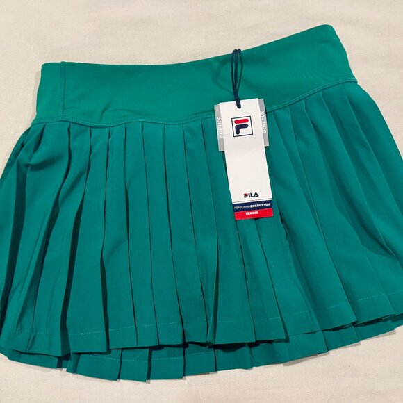 NWT FILA Women's Heritage Pleated Tennis Skirt Marine Green Small - Picture 7 of 14